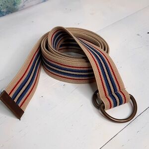 Stretchy striped belt vintage style loop thru buckle 41 inches